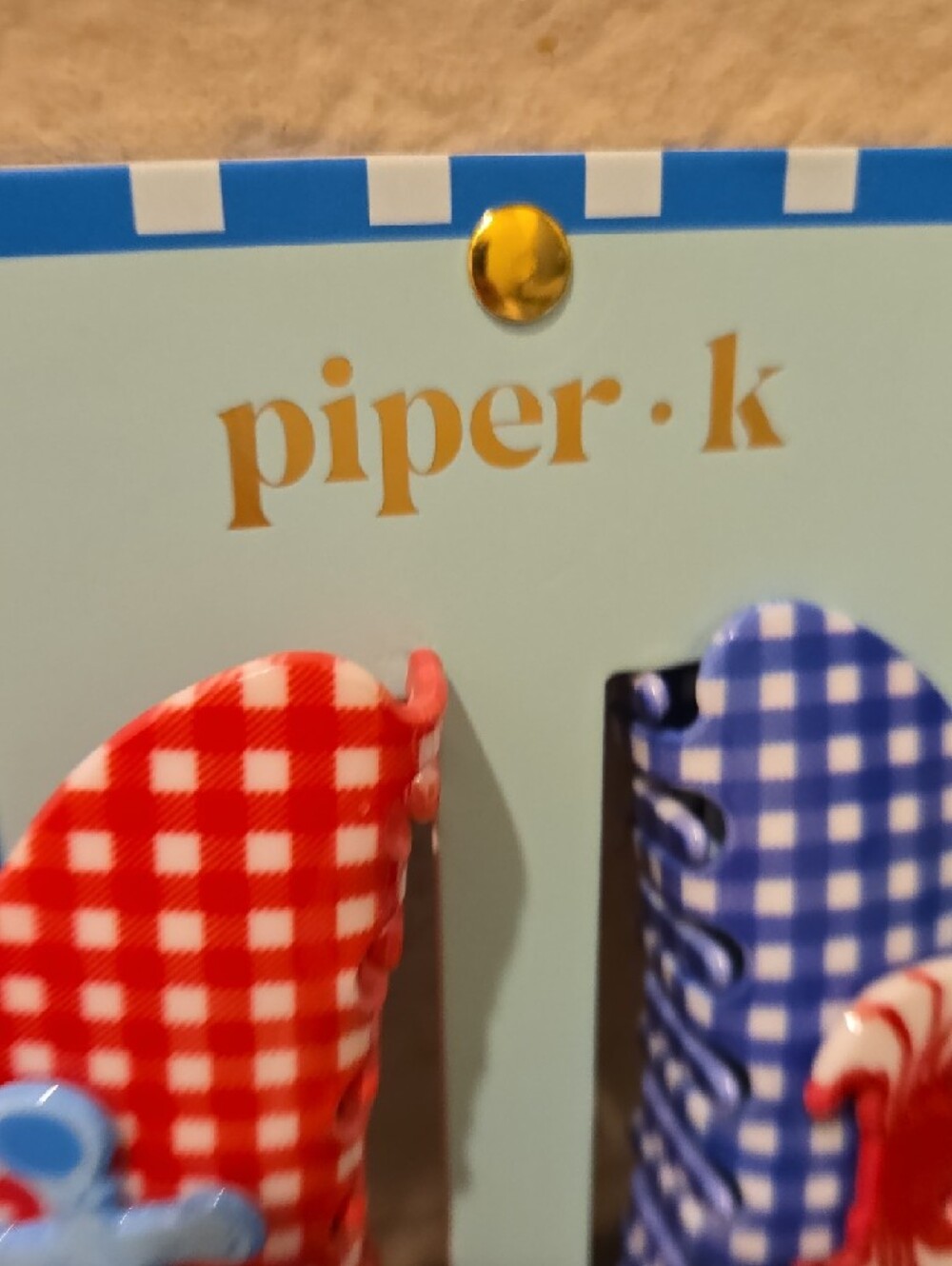 Piper K Gingham Anchor Clips - Red & Blue New - Picture 4 of 4